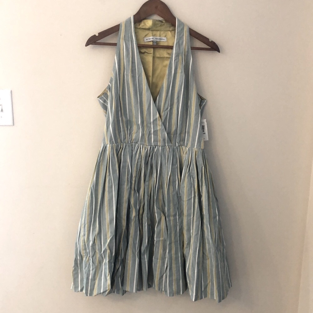 Steve Madden Blue and Yellow Striped Midi Dress